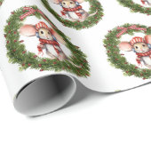 Papier Cadeau Souris sur la couronne de Noël (Coin rond)