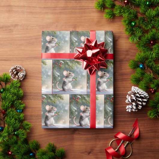 Papier Cadeau Souris tenant un bâton de souris (Cadeau de vacances)