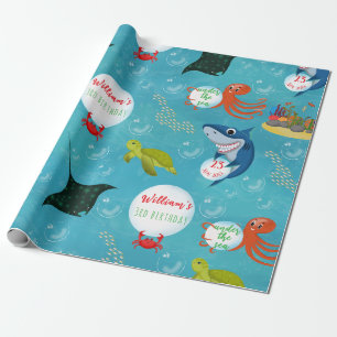 Papier Cadeau Sous la mer Animaux Motif bulles d'eau
