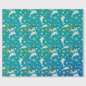 Papier Cadeau Sous la mer dauphins et fête d'anniversaire fille (Plat)