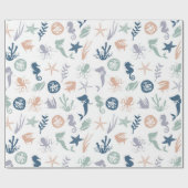 Papier Cadeau Sous la mer Sirène Seahorse Starfish (Plat)