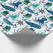 Papier Cadeau Sous le nautique marin d'océan d'aquarelle de mer (Coin)