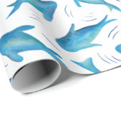 Papier Cadeau Sous les enfants de la mer motif de requin océaniq (Coin rond)