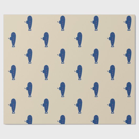 Papier Cadeau Sous-marin bleu (Plat)