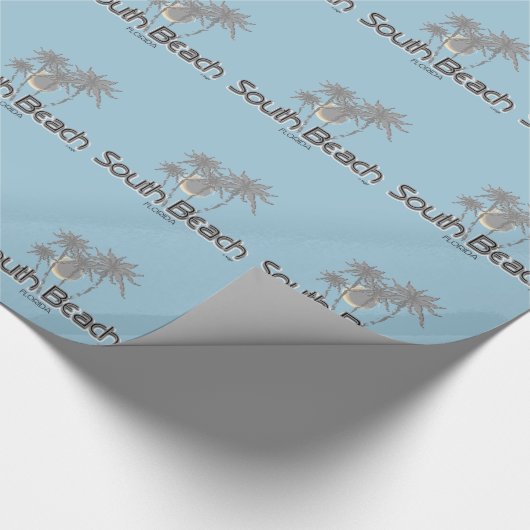 Papier Cadeau South Beach Miami, Floride et Palms gris (Coin)