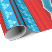 Papier Cadeau Southwest River Canyon Geometric Red Turquoise (Coin rond)