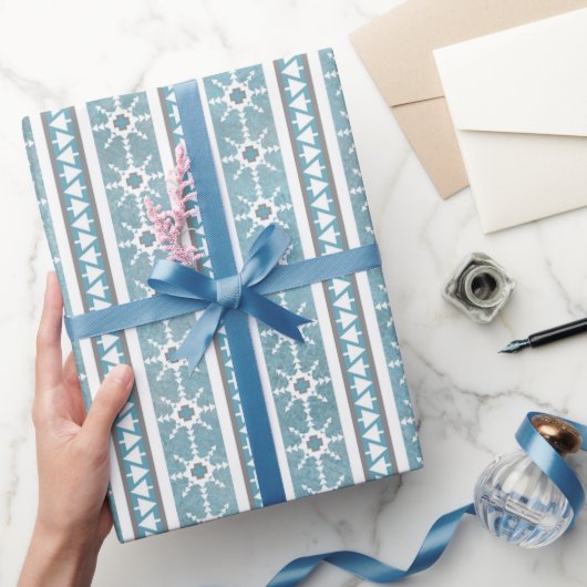 Papier Cadeau Southwest Winter Snowflakes & Pine Trees Bleu (Cadeaux)