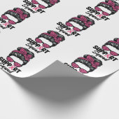 Papier Cadeau Soutien Squad Messy Bun Pink Warrior Cancer du sei (Coin)