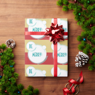 Papier Cadeau Soyez joyeuse aquarelle turquoise sur le rouge