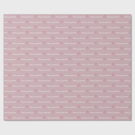Papier Cadeau Soyez Mon Valentine Minimal Coeurs Rose Monogramme (Plat)