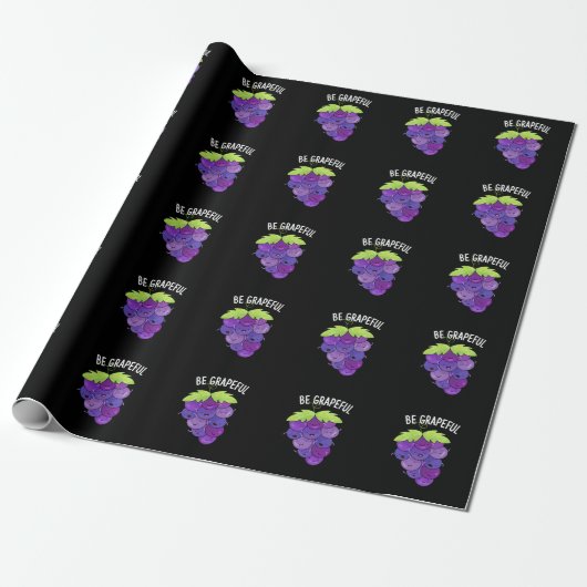 Papier Cadeau Soyez Raisonnable Raisin Grape Bunch Pun Dark BG (Déroulé)