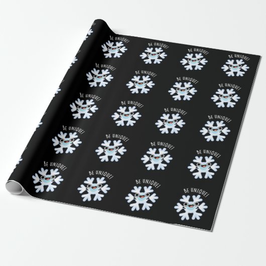Papier Cadeau Soyez unique Funny Snowflake Pun Dark BG (Déroulé)