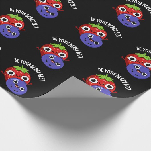Papier Cadeau Soyez Votre Berry Meilleur Amusant Pun Fruit Dark (Coin)