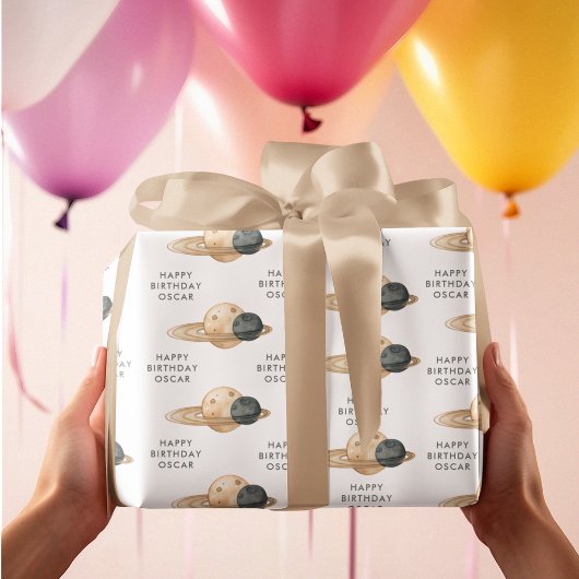 Papier Cadeau "Space Adventure Watercolor Premier anniversaire