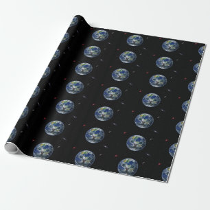 Papier Cadeau Space Cat Earth