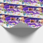 Papier Cadeau Space cat licking itself (Coin)