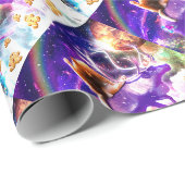 Papier Cadeau Space cat licking itself (Coin rond)