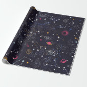 Papier Cadeau Space Galaxy constellation sans couture motif (Déroulé)