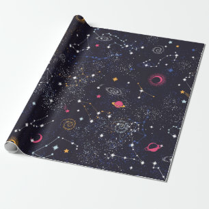 Papier Cadeau Space Galaxy constellation sans couture motif