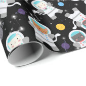 Papier Cadeau Space Kittens Chat Astronaut Motif mignon (Coin rond)