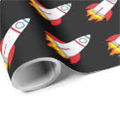 Papier Cadeau Space Rocket Anniversaire des enfants (Coin rond)