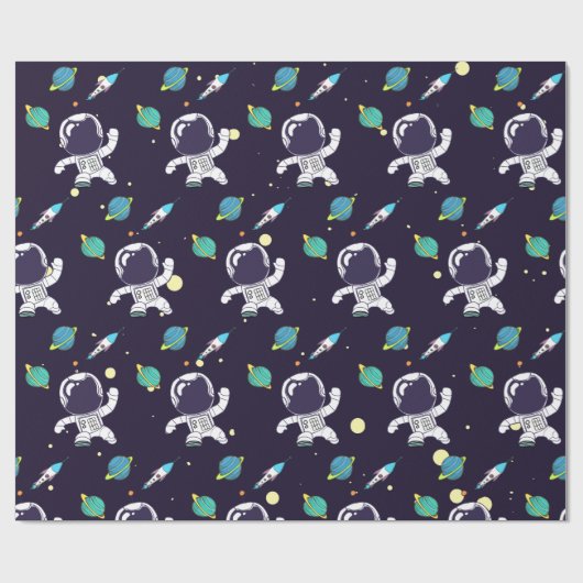 Papier Cadeau Spaceman flottant dans le Motif spatial (Plat)