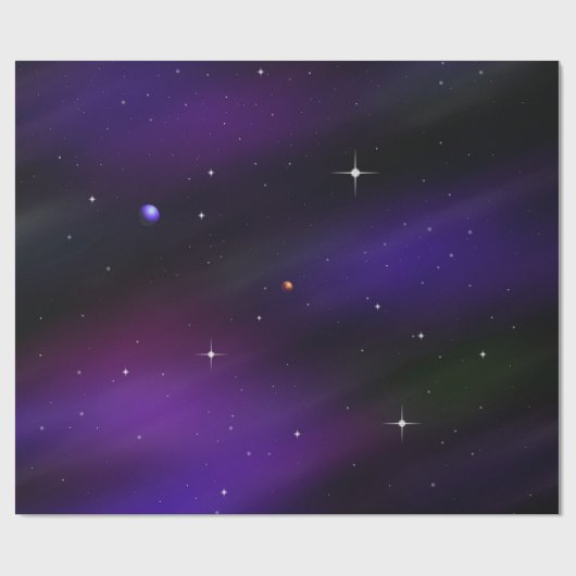 Papier Cadeau Spacescape With Planètes and Stars (Plat)