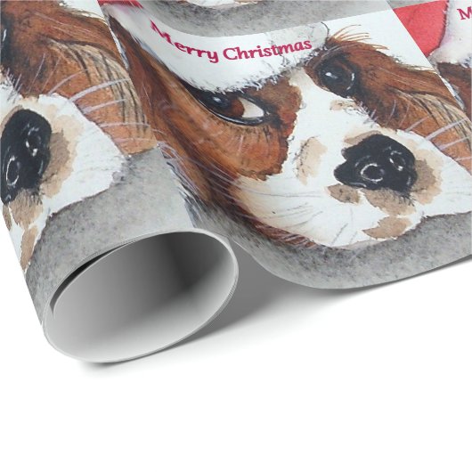 Papier Cadeau Spaniel de Christmas (Coin rond)