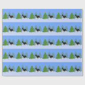 Papier Cadeau Spaniel Springer noir décorant arbre de Noël (Plat)