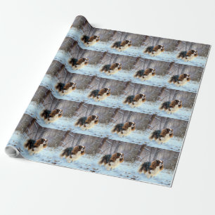 Papier Cadeau Spaniel Toy Anglais Noël Qu'il neige