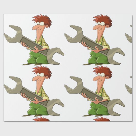 Papier Cadeau Spanner géant mécanique (Plat)