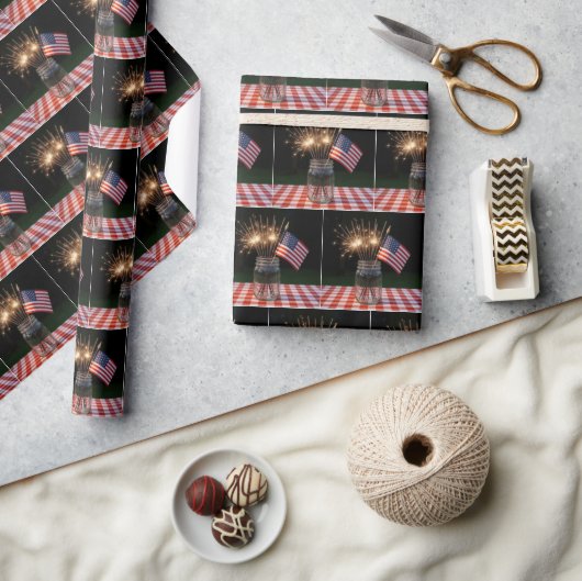 Papier Cadeau Sparklers With American Flag (Artisanat)