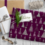 Papier Cadeau Sparkling Christmas Trees Pattern<br><div class="desc">Beautiful stylized Christmas trees in various styles and sizes sparkle with light in this wrapping paper design in a wine red and green color palette. Search ID844 to see additional products with this design.</div>