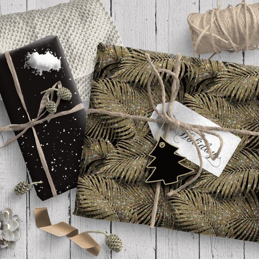 Papier Cadeau Sparkling Palm Leaves Pattern