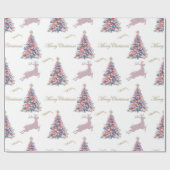 Papier Cadeau Sparkling Reindeer Pastel Pink Christmas (Plat)