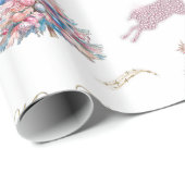 Papier Cadeau Sparkling Reindeer Pastel Pink Christmas (Coin rond)