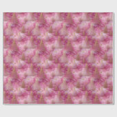 Papier Cadeau Sparkly Gold Holiday Tree on Pink (Plat)