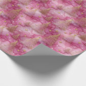 Papier Cadeau Sparkly Gold Holiday Tree on Pink (Coin)