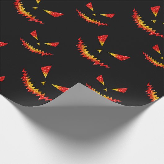 Papier Cadeau Sparkly Jack O'Lantern face motif Halloween (Coin)