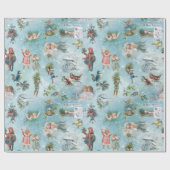 Papier Cadeau Sparkly Magical Winter Vintage Noël Collage (Plat)