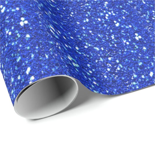 Papier Cadeau Sparkly Royal Blue Faux Parties scintillant Look (Coin rond)