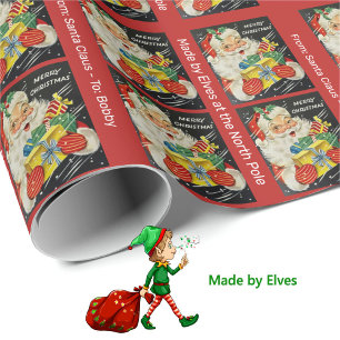 Papier Cadeau Spécial Noël du Père Noël avec le nom de l'enfant