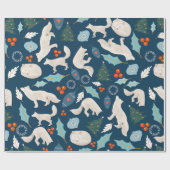 Papier Cadeau Spécial Noël Loup blanc (Plat)