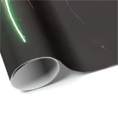 Papier Cadeau Spectaculaire feu d'artifice rouge vert ciel noir  (Coin rond)