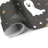 Papier Cadeau Spectres éffrayants Et Ghoulish Gourds Halloween (Coin rond)