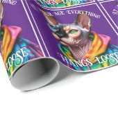 Papier Cadeau Sphynx Chat Hangs Loose Retro Anniversaire (Coin rond)
