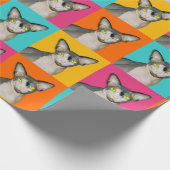 Papier Cadeau Sphynx Chat Ninja Pop Art Cadeau Carré (Coin)