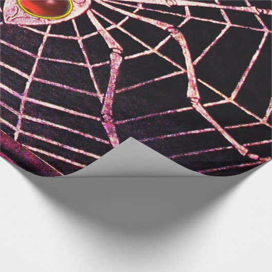 Papier Cadeau SPIDER ET WEB Rouge Ruby Gemstone Noir (Coin)