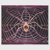 Papier Cadeau SPIDER ET WEB Rouge Ruby Gemstone Noir (Plat)