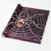 Papier Cadeau SPIDER ET WEB Rouge Ruby Gemstone Noir (Déroulé)